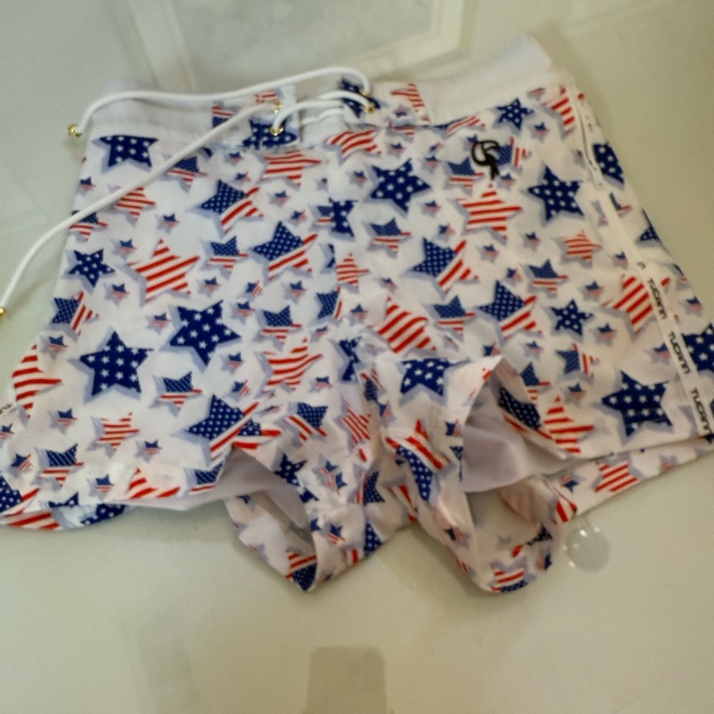 Tucann Men's Patriotic Star Print Swim Trunks